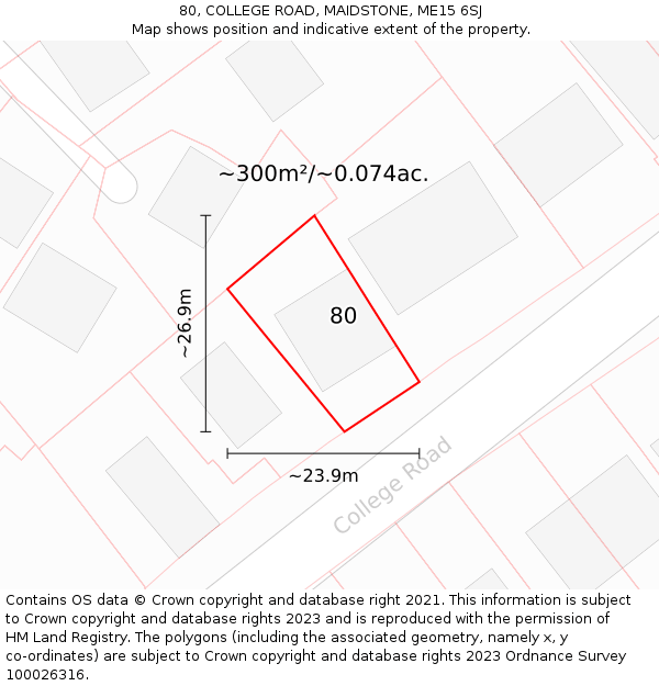 80, COLLEGE ROAD, MAIDSTONE, ME15 6SJ: Plot and title map