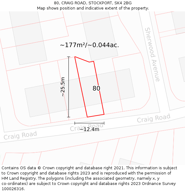 80, CRAIG ROAD, STOCKPORT, SK4 2BG: Plot and title map