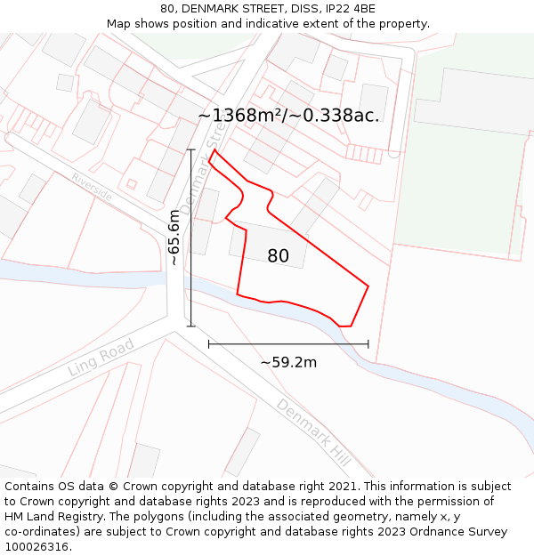 80, DENMARK STREET, DISS, IP22 4BE: Plot and title map