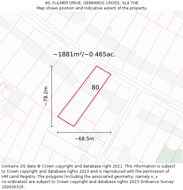 80, FULMER DRIVE, GERRARDS CROSS, SL9 7HE: Plot and title map