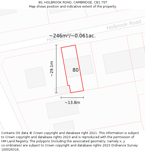 80, HOLBROOK ROAD, CAMBRIDGE, CB1 7ST: Plot and title map