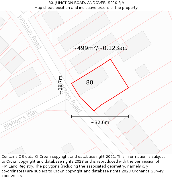 80, JUNCTION ROAD, ANDOVER, SP10 3JA: Plot and title map