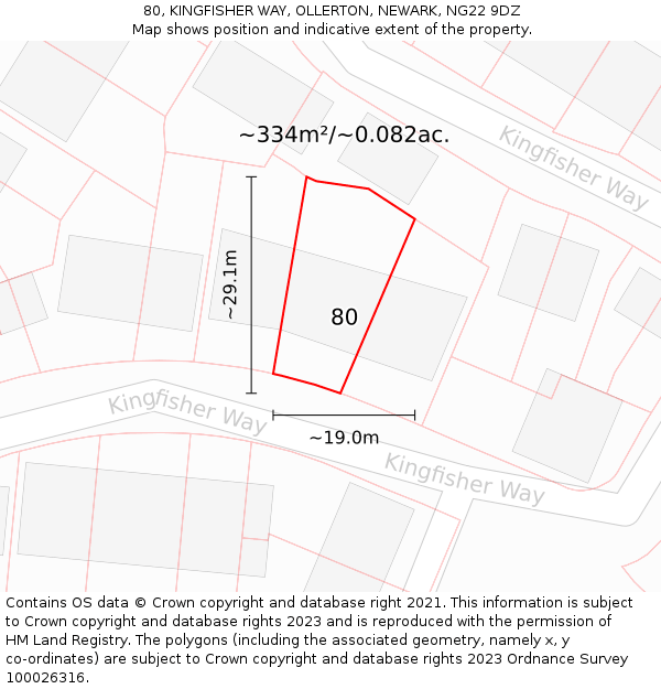 80, KINGFISHER WAY, OLLERTON, NEWARK, NG22 9DZ: Plot and title map