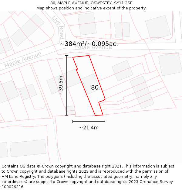 80, MAPLE AVENUE, OSWESTRY, SY11 2SE: Plot and title map