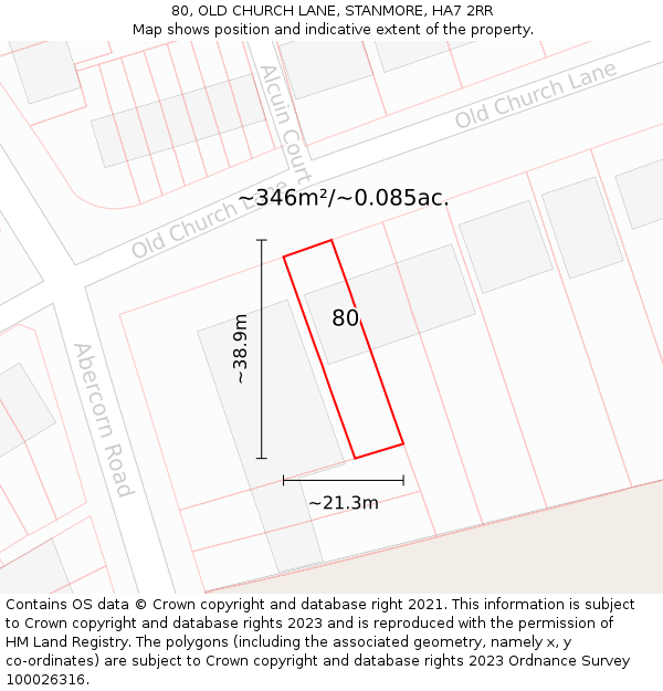 80, OLD CHURCH LANE, STANMORE, HA7 2RR: Plot and title map
