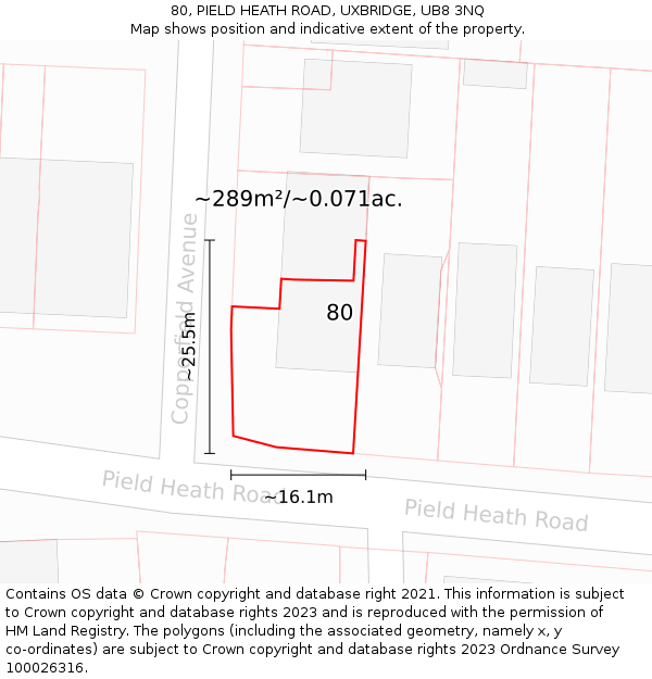 80, PIELD HEATH ROAD, UXBRIDGE, UB8 3NQ: Plot and title map