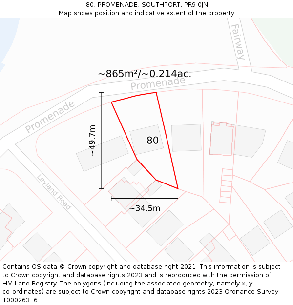 80, PROMENADE, SOUTHPORT, PR9 0JN: Plot and title map