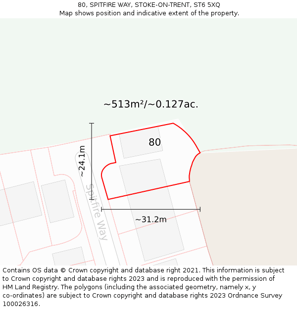80, SPITFIRE WAY, STOKE-ON-TRENT, ST6 5XQ: Plot and title map