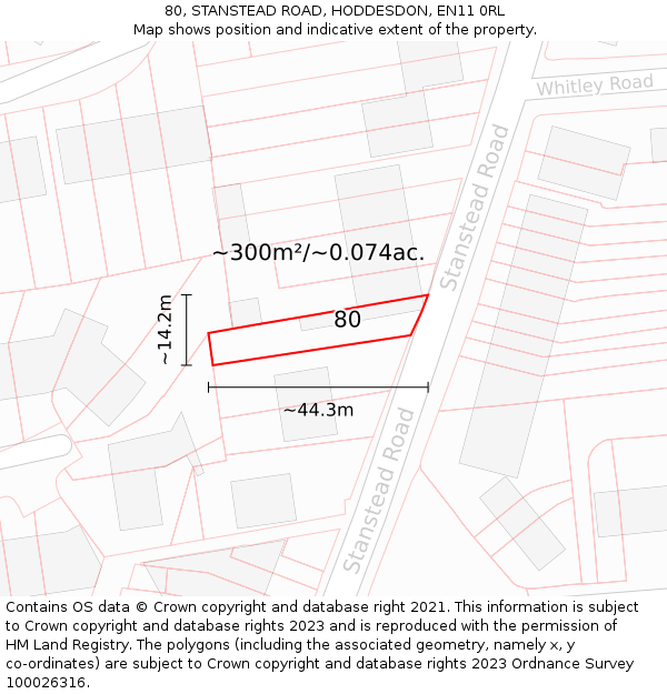 80, STANSTEAD ROAD, HODDESDON, EN11 0RL: Plot and title map