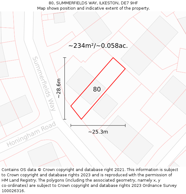 80, SUMMERFIELDS WAY, ILKESTON, DE7 9HF: Plot and title map