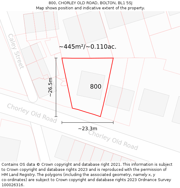 800, CHORLEY OLD ROAD, BOLTON, BL1 5SJ: Plot and title map