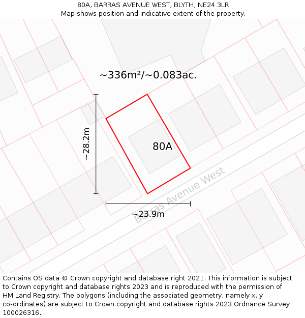 80A, BARRAS AVENUE WEST, BLYTH, NE24 3LR: Plot and title map