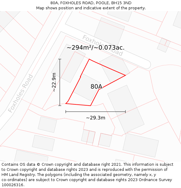 80A, FOXHOLES ROAD, POOLE, BH15 3ND: Plot and title map