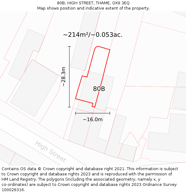 80B, HIGH STREET, THAME, OX9 3EQ: Plot and title map