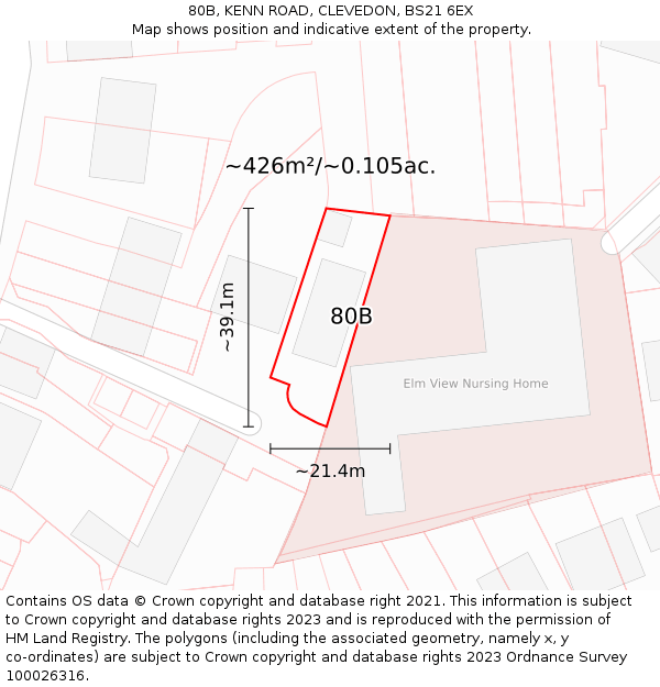 80B, KENN ROAD, CLEVEDON, BS21 6EX: Plot and title map