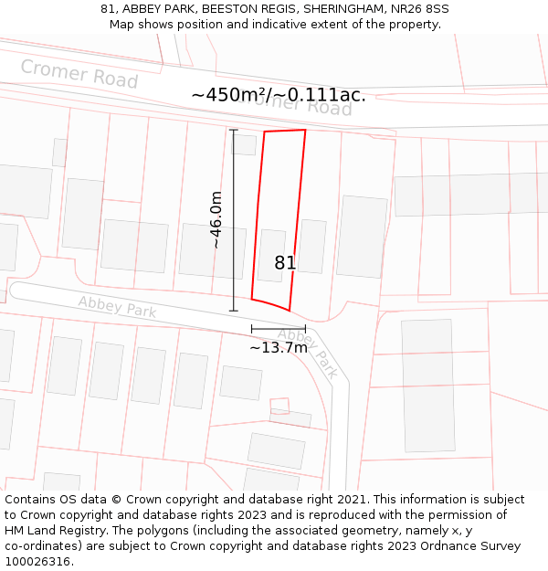 81, ABBEY PARK, BEESTON REGIS, SHERINGHAM, NR26 8SS: Plot and title map