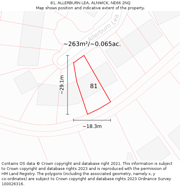 81, ALLERBURN LEA, ALNWICK, NE66 2NQ: Plot and title map