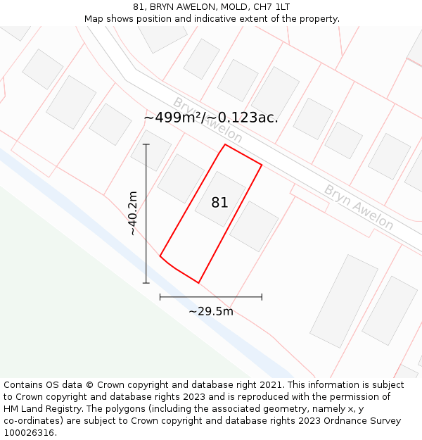 81, BRYN AWELON, MOLD, CH7 1LT: Plot and title map