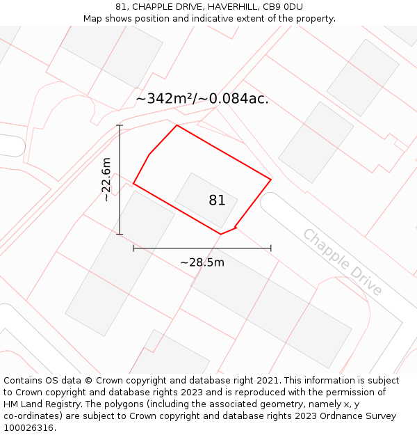 81, CHAPPLE DRIVE, HAVERHILL, CB9 0DU: Plot and title map