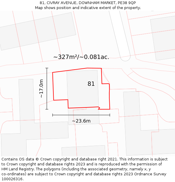 81, CIVRAY AVENUE, DOWNHAM MARKET, PE38 9QP: Plot and title map