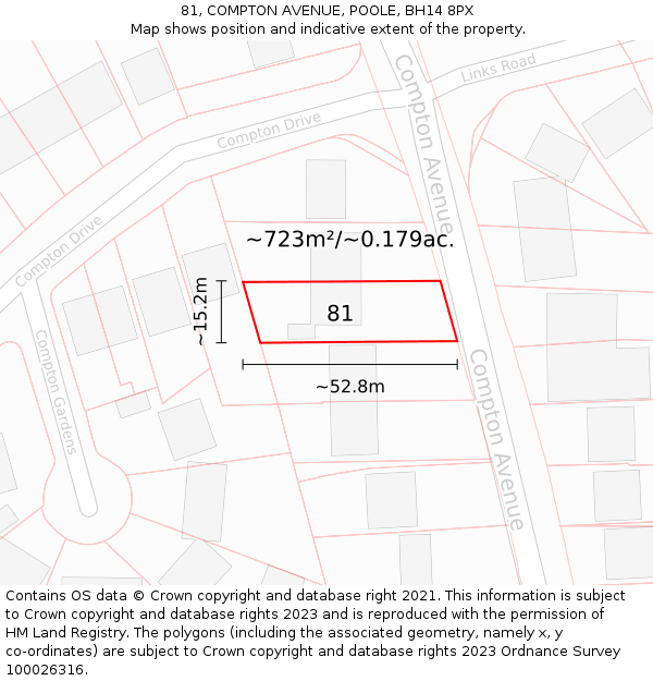 81, COMPTON AVENUE, POOLE, BH14 8PX: Plot and title map