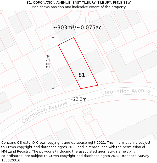 81, CORONATION AVENUE, EAST TILBURY, TILBURY, RM18 8SW: Plot and title map