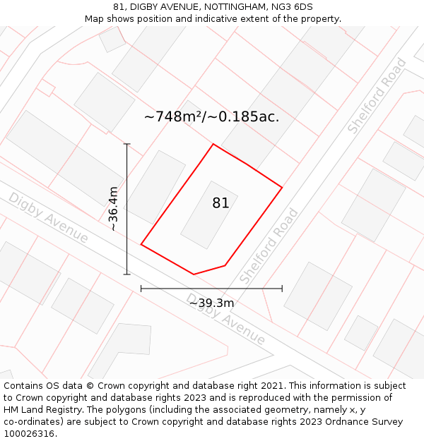 81, DIGBY AVENUE, NOTTINGHAM, NG3 6DS: Plot and title map