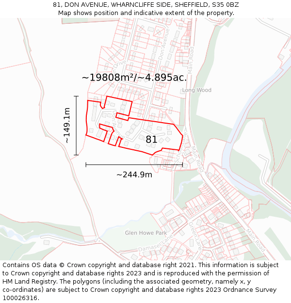 81, DON AVENUE, WHARNCLIFFE SIDE, SHEFFIELD, S35 0BZ: Plot and title map