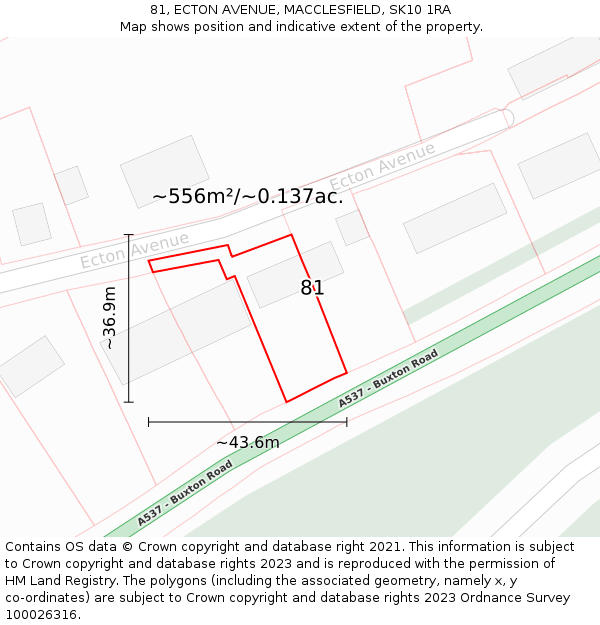 81, ECTON AVENUE, MACCLESFIELD, SK10 1RA: Plot and title map