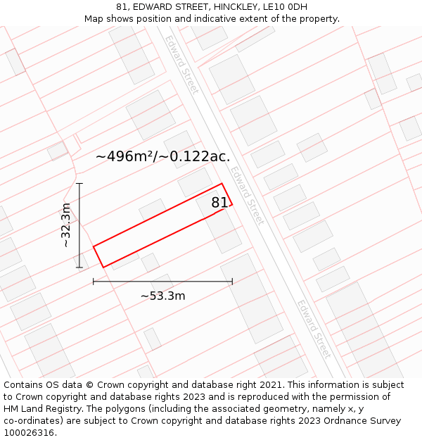 81, EDWARD STREET, HINCKLEY, LE10 0DH: Plot and title map