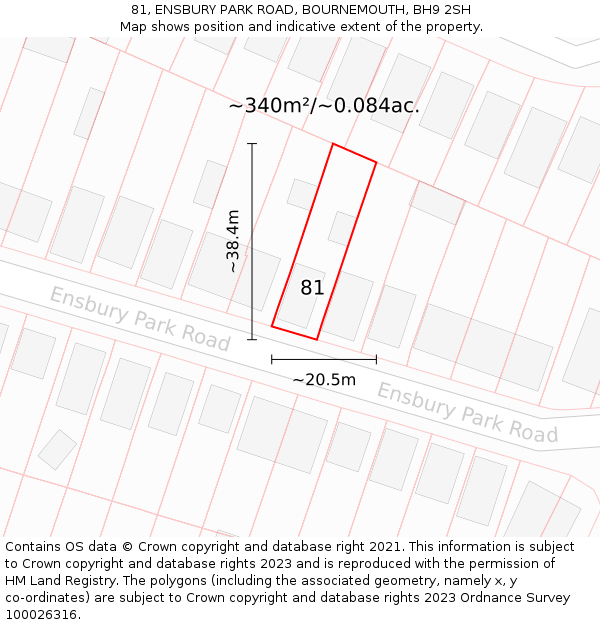 81, ENSBURY PARK ROAD, BOURNEMOUTH, BH9 2SH: Plot and title map