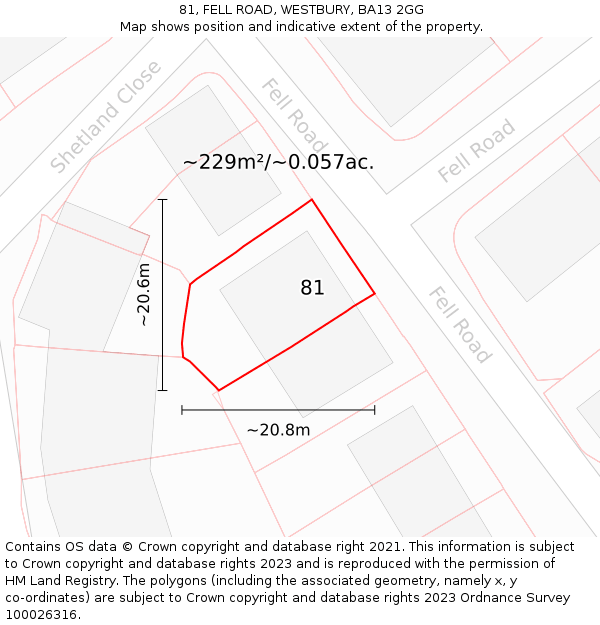 81, FELL ROAD, WESTBURY, BA13 2GG: Plot and title map