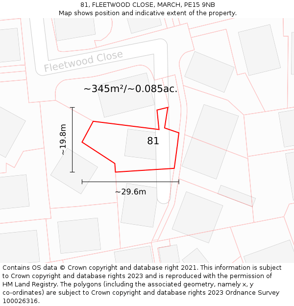 81, FLEETWOOD CLOSE, MARCH, PE15 9NB: Plot and title map