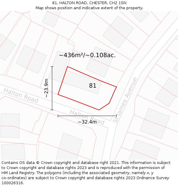81, HALTON ROAD, CHESTER, CH2 1SN: Plot and title map