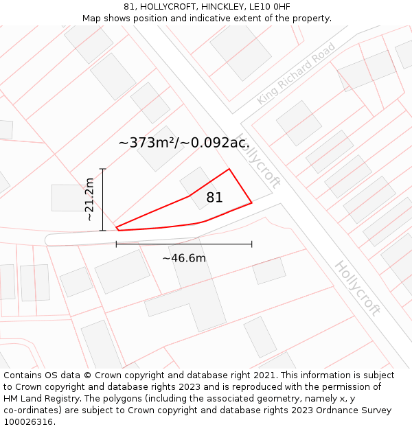 81, HOLLYCROFT, HINCKLEY, LE10 0HF: Plot and title map