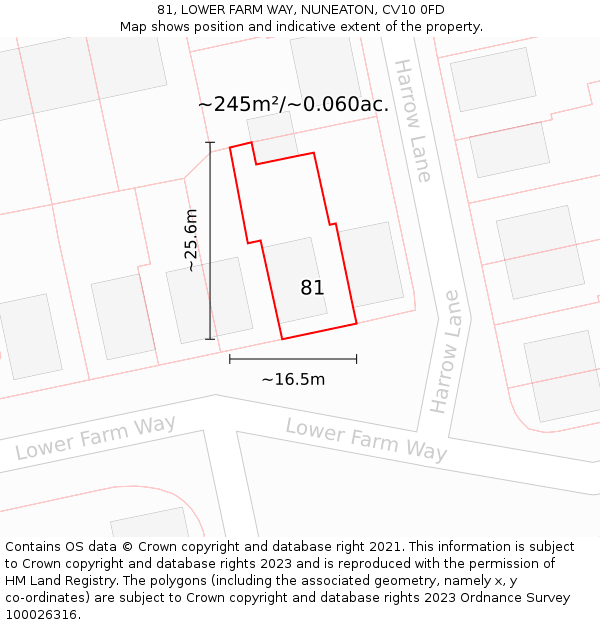 81, LOWER FARM WAY, NUNEATON, CV10 0FD: Plot and title map