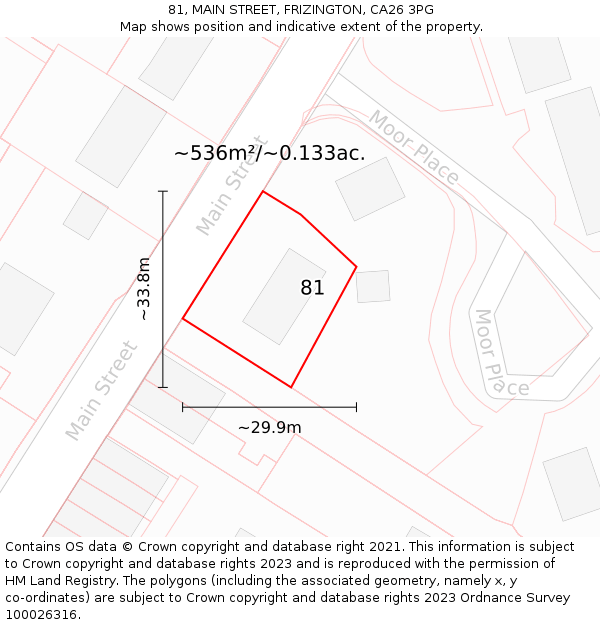 81, MAIN STREET, FRIZINGTON, CA26 3PG: Plot and title map