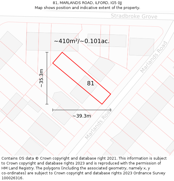 81, MARLANDS ROAD, ILFORD, IG5 0JJ: Plot and title map