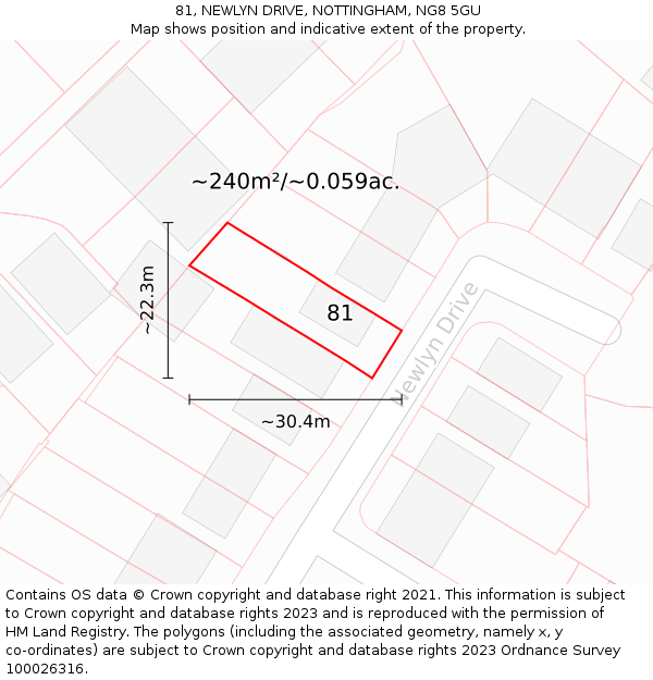 81, NEWLYN DRIVE, NOTTINGHAM, NG8 5GU: Plot and title map