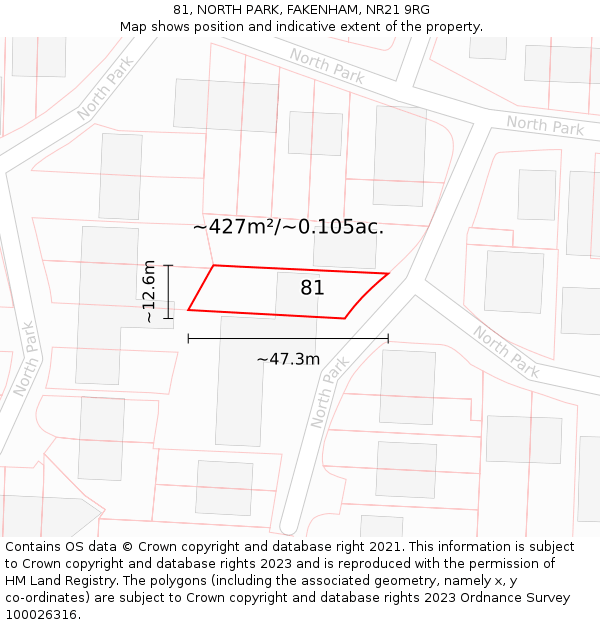 81, NORTH PARK, FAKENHAM, NR21 9RG: Plot and title map