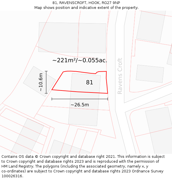 81, RAVENSCROFT, HOOK, RG27 9NP: Plot and title map