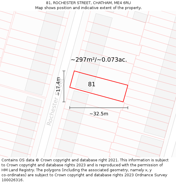 81, ROCHESTER STREET, CHATHAM, ME4 6RU: Plot and title map