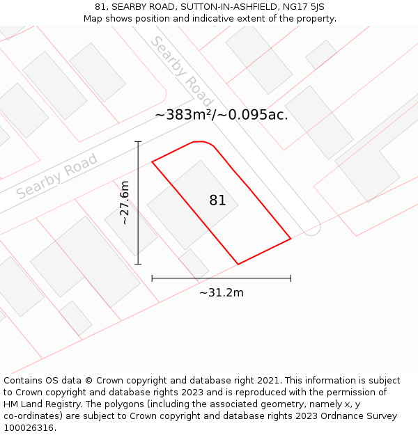 81, SEARBY ROAD, SUTTON-IN-ASHFIELD, NG17 5JS: Plot and title map