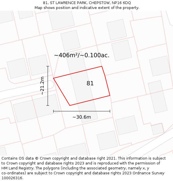 81, ST LAWRENCE PARK, CHEPSTOW, NP16 6DQ: Plot and title map