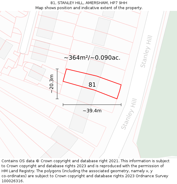 81, STANLEY HILL, AMERSHAM, HP7 9HH: Plot and title map