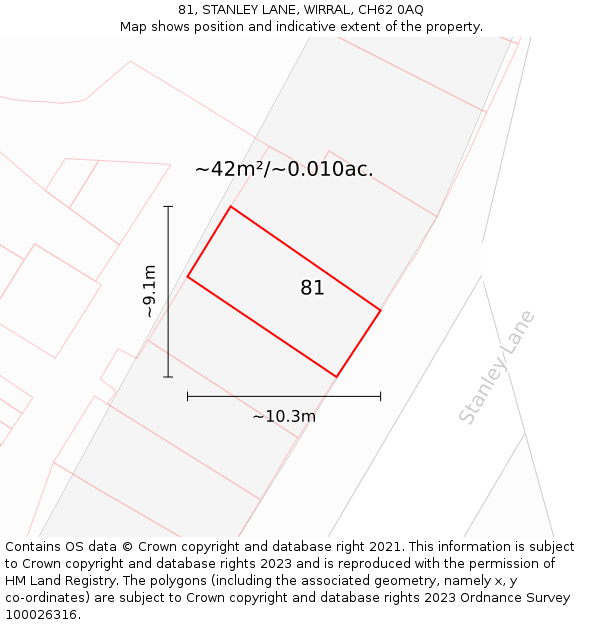 81, STANLEY LANE, WIRRAL, CH62 0AQ: Plot and title map