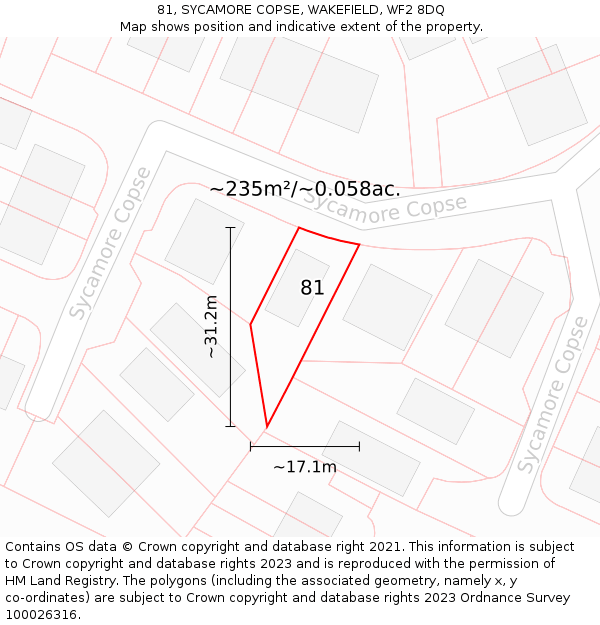 81, SYCAMORE COPSE, WAKEFIELD, WF2 8DQ: Plot and title map