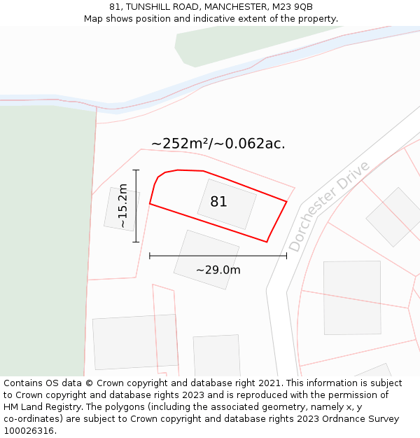 81, TUNSHILL ROAD, MANCHESTER, M23 9QB: Plot and title map