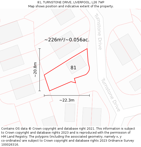 81, TURNSTONE DRIVE, LIVERPOOL, L26 7WP: Plot and title map