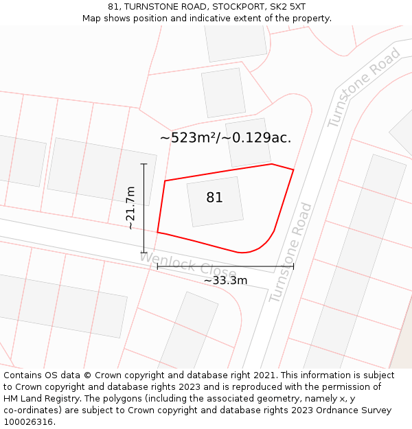 81, TURNSTONE ROAD, STOCKPORT, SK2 5XT: Plot and title map